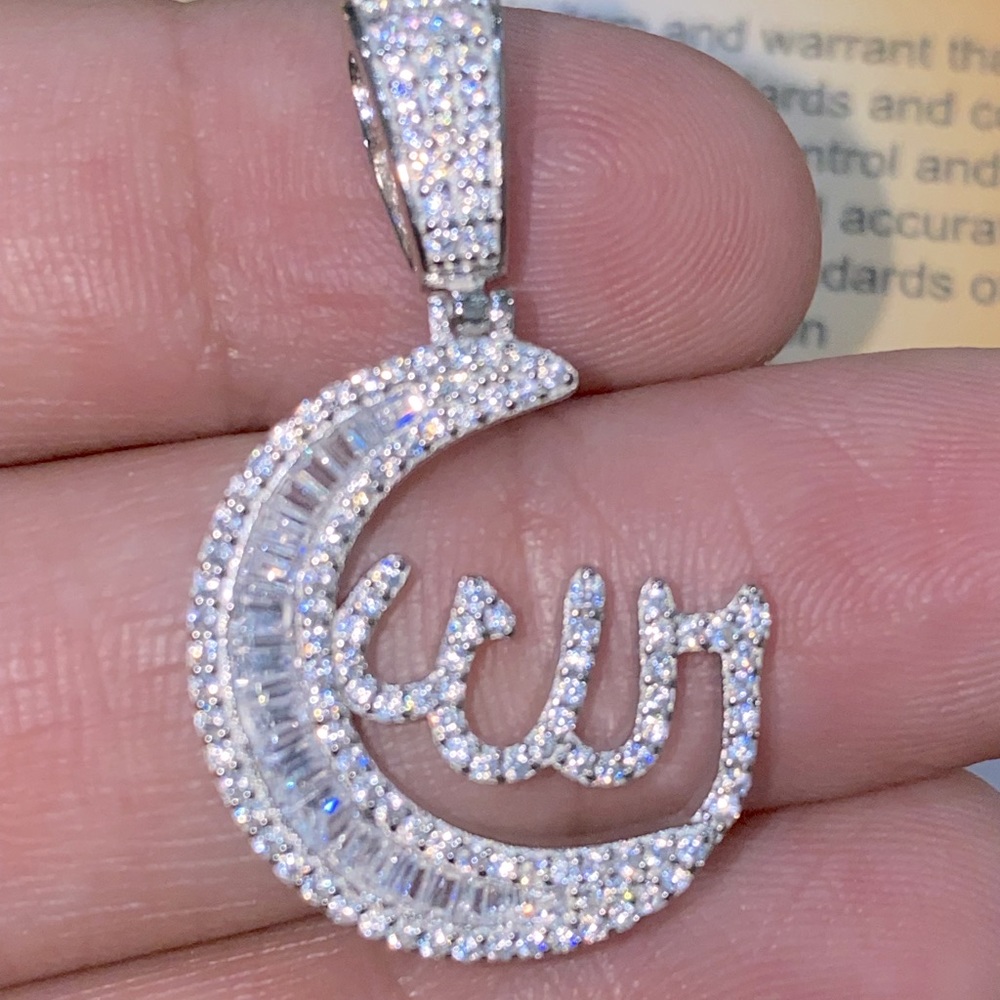 Vvs swarovski Allah pendant, Islamic jewelry, Muslim jewelry gift for men women